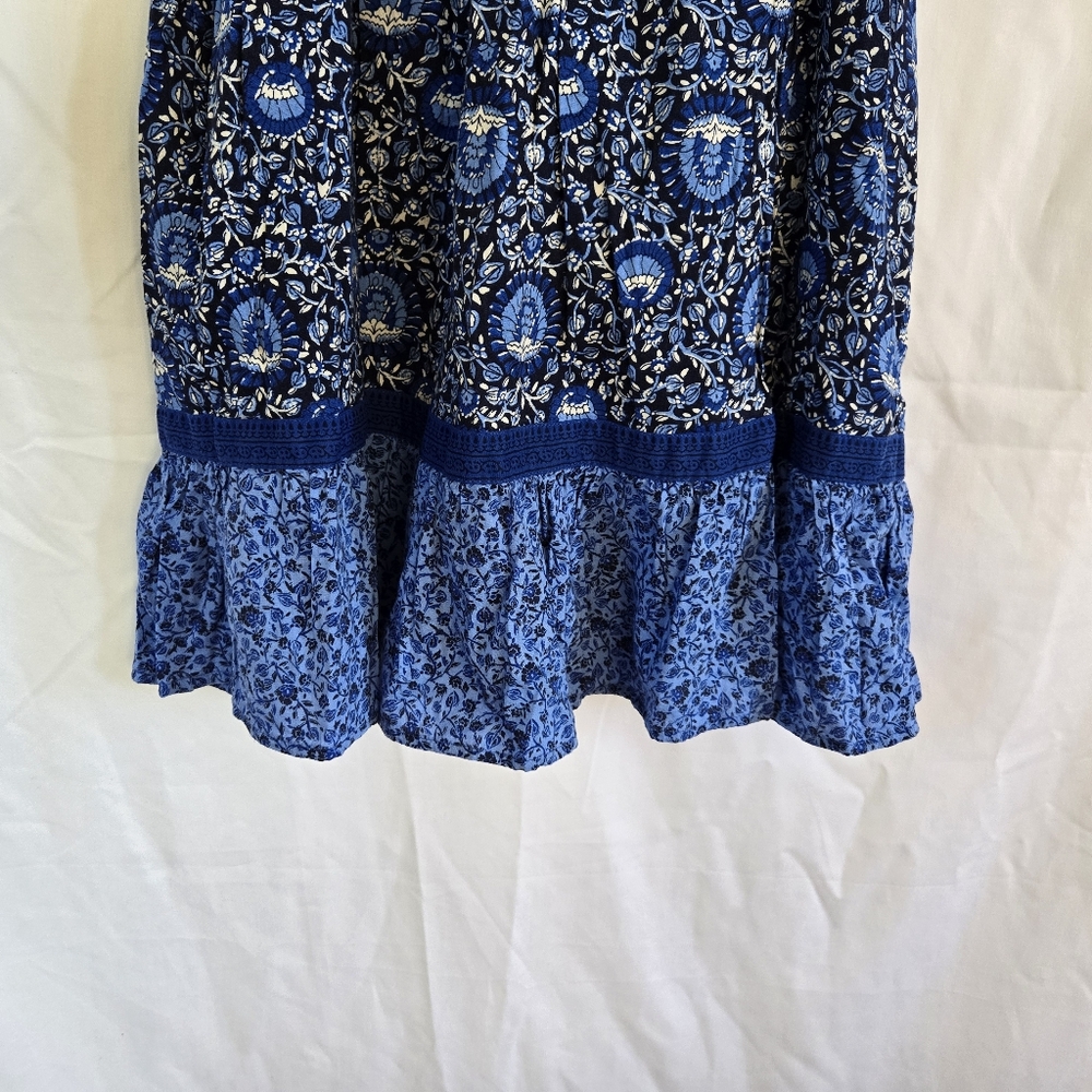 Old Navy Women's Blue Floral Boho‎ Puff-Sleeve Summer Mini Swing Dress Medium - Picture 6 of 9